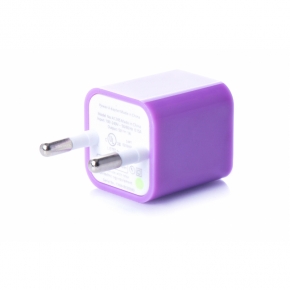 Сетевой адаптер USB mini Кубик 0.7 A, фиолетовый